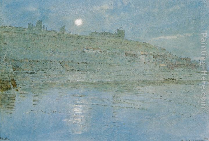 Whitby by Moonlight painting - Albert Goodwin Whitby by Moonlight art painting